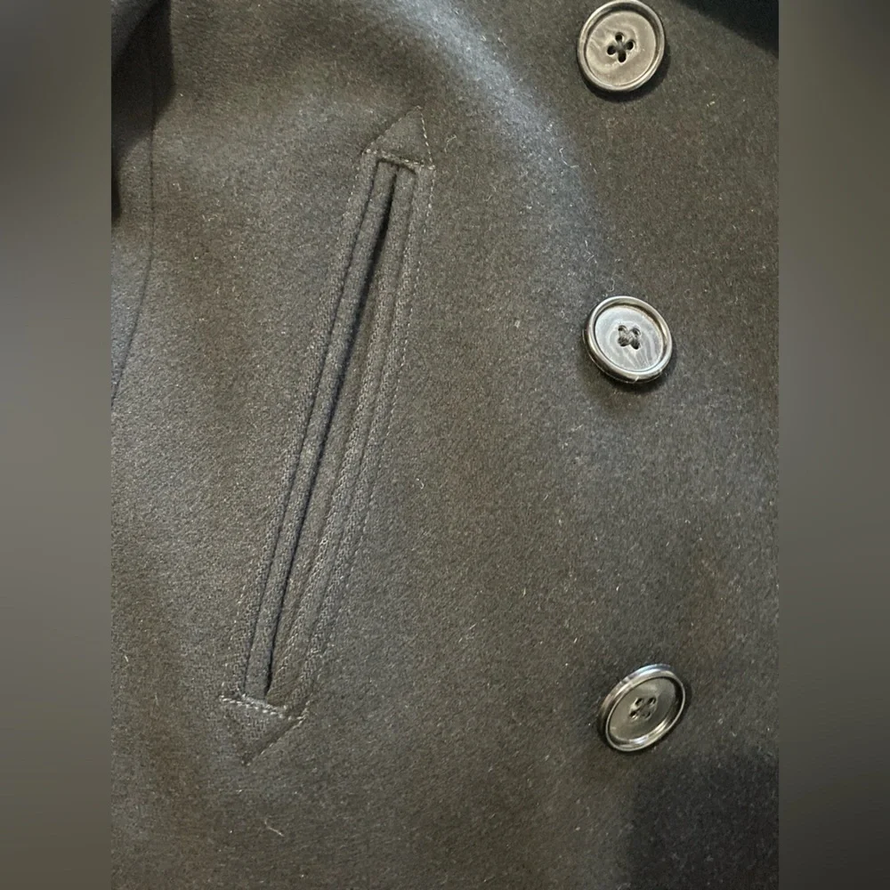 J. Crew Black Wool Blend Overcoat‎ Pea Coat Size S - Picture 9 of 9